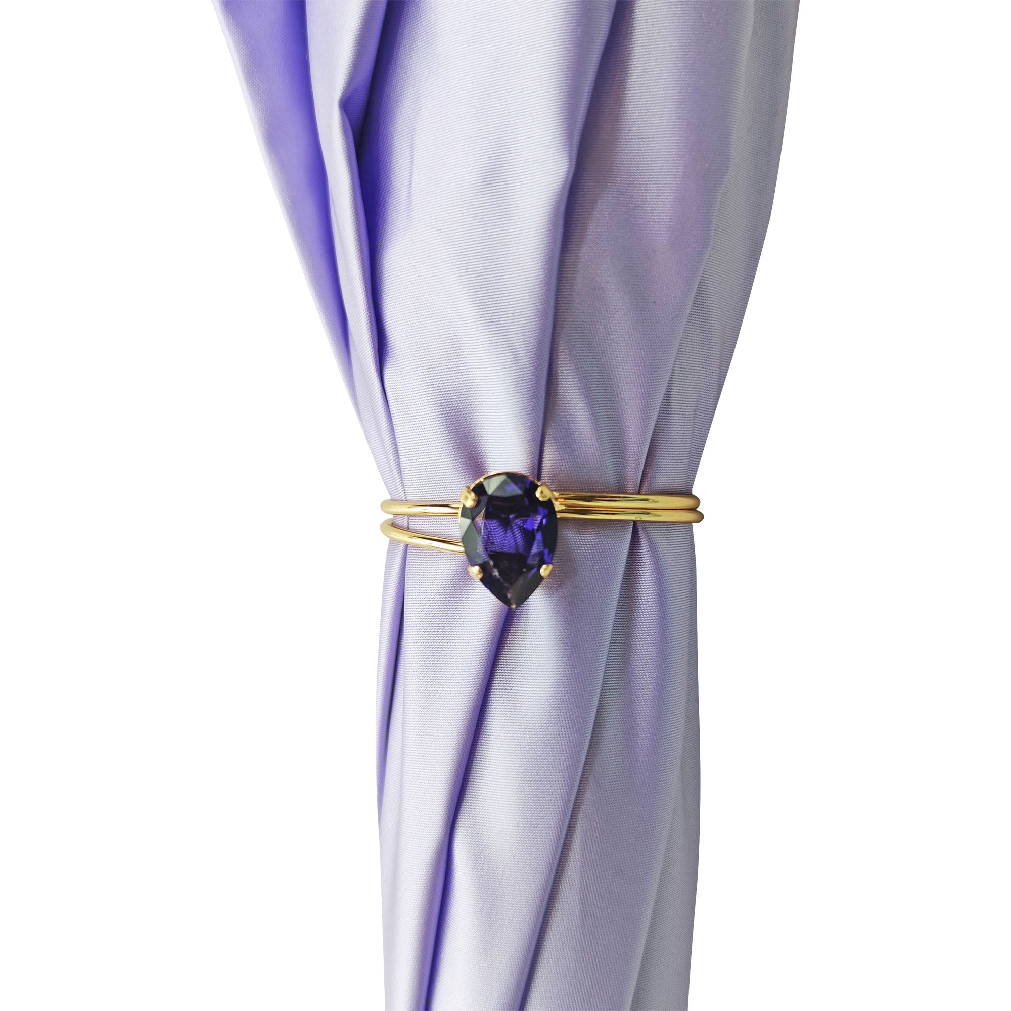 Flowered Umbrella Lilac – Handmade Italian Satin Rain Umbrella With Amethyst Crystal Handle