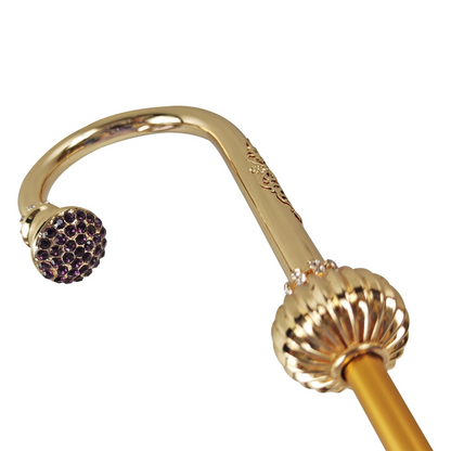 Flowered Umbrella Lilac – Handmade Italian Satin Rain Umbrella With Amethyst Crystal Handle