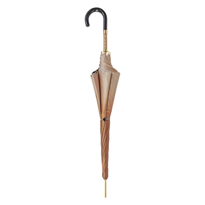 Elegant Ladies Umbrella – Black Floral Rain Umbrella with 24K Gold Handle