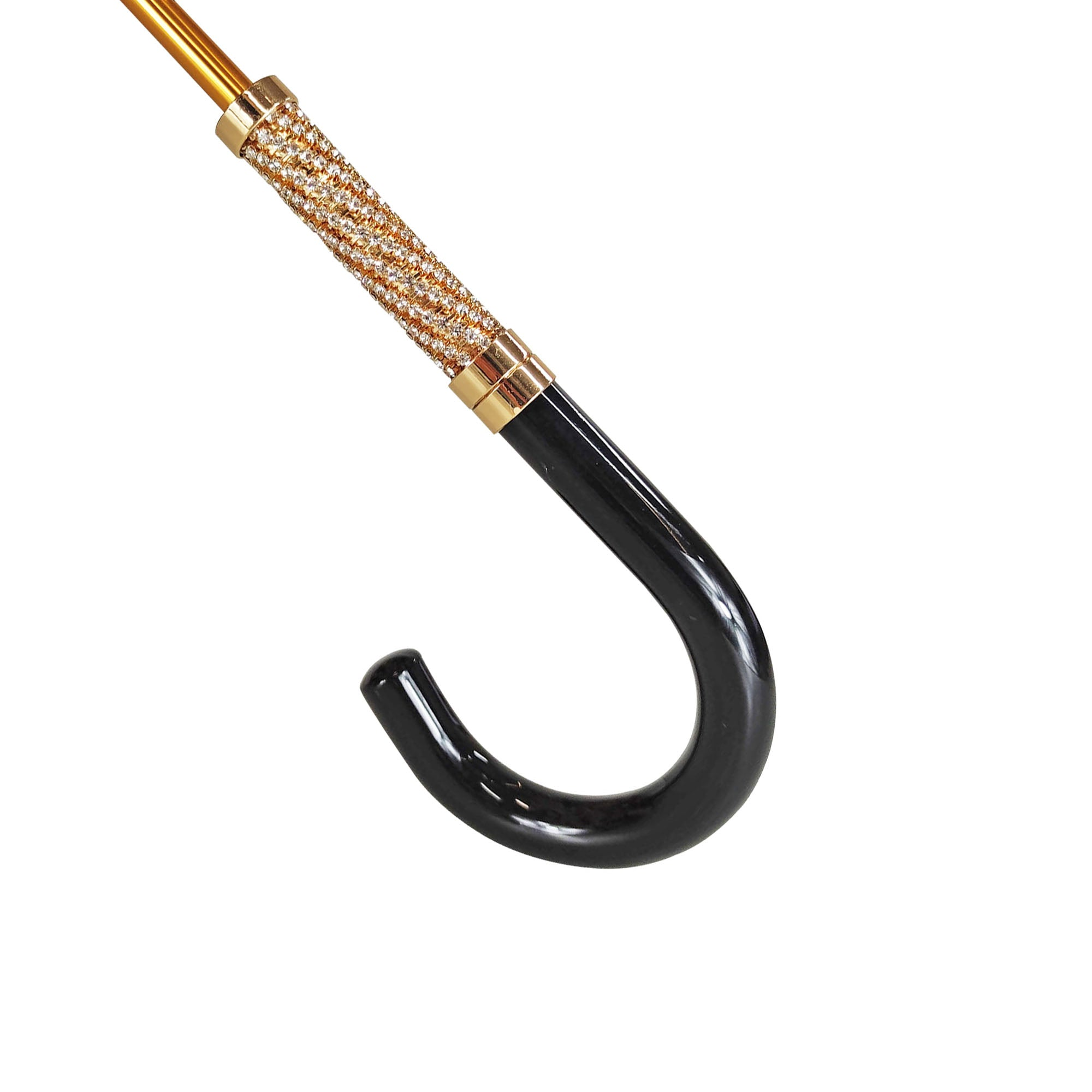 Elegant Ladies Umbrella – Black Floral Rain Umbrella with 24K Gold Handle