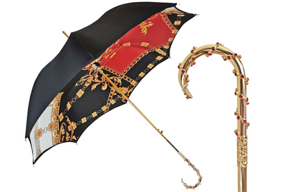 Exclusive Umbrella – Handmade in Italy | Satin Fabric, Carbon Fiber Frame & Gold Plated Handle