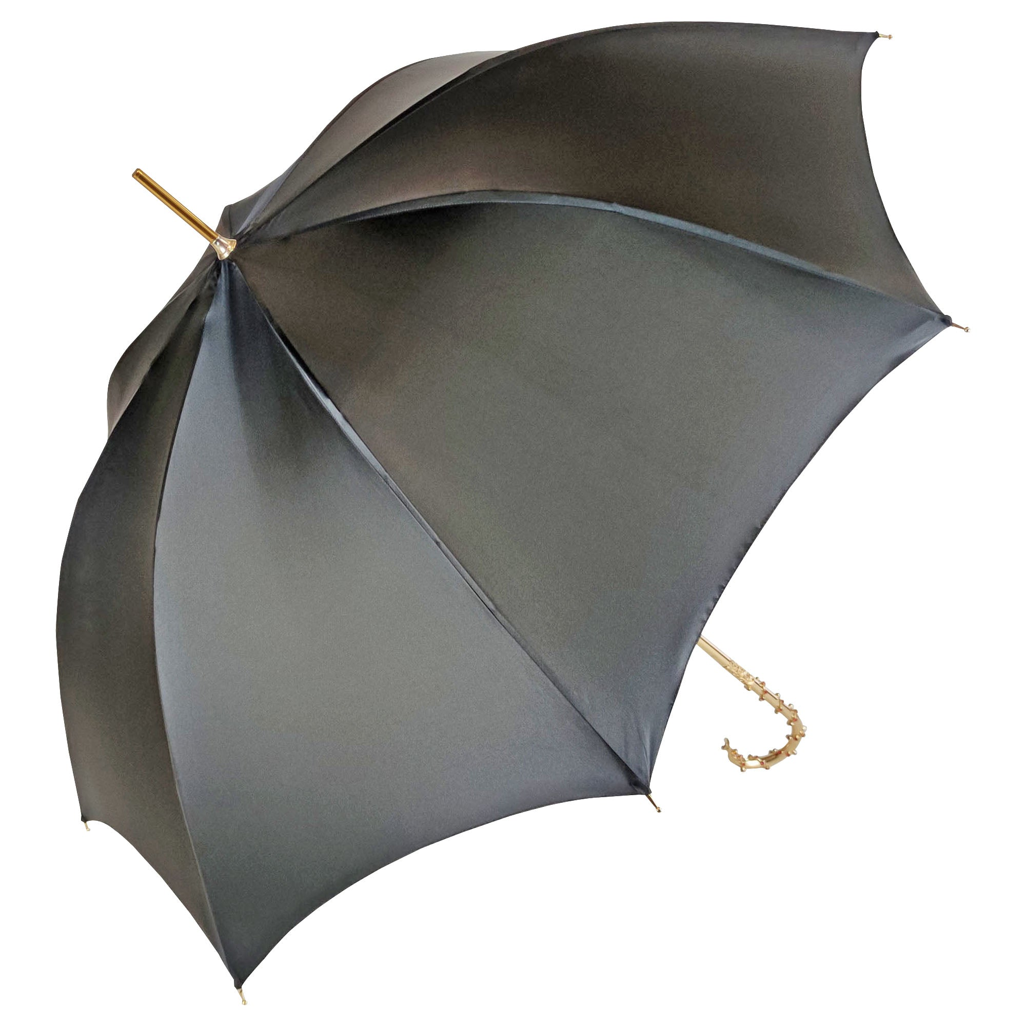 Exclusive Umbrella – Handmade in Italy | Satin Fabric, Carbon Fiber Frame & Gold Plated Handle