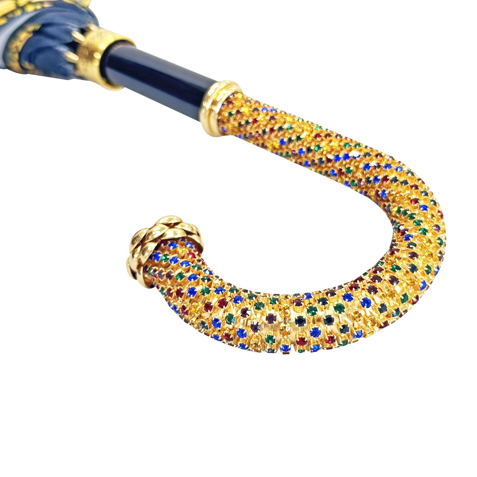 Double Canopy Umbrella – Women's Rain Umbrella with Butterfly Pattern, Satin Fabric & Gold Plated Handle