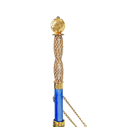 Handmade Umbrella – Elegant Majolica Pattern, 24K Gold Handle, Wind Resistant Frame