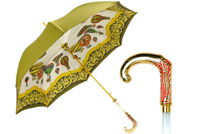Hot Air Balloon Umbrella – Luxury Satin Canopy, Gold-Plated Handle, Automatic Opening