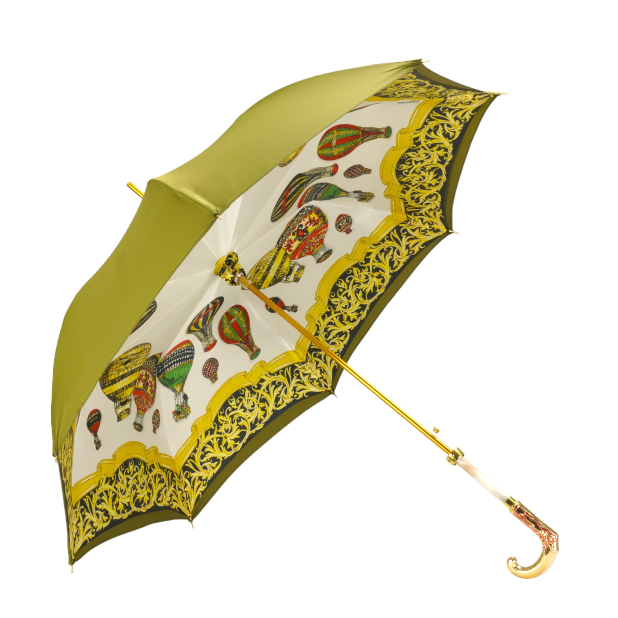 Hot Air Balloon Umbrella – Luxury Satin Canopy, Gold-Plated Handle, Automatic Opening