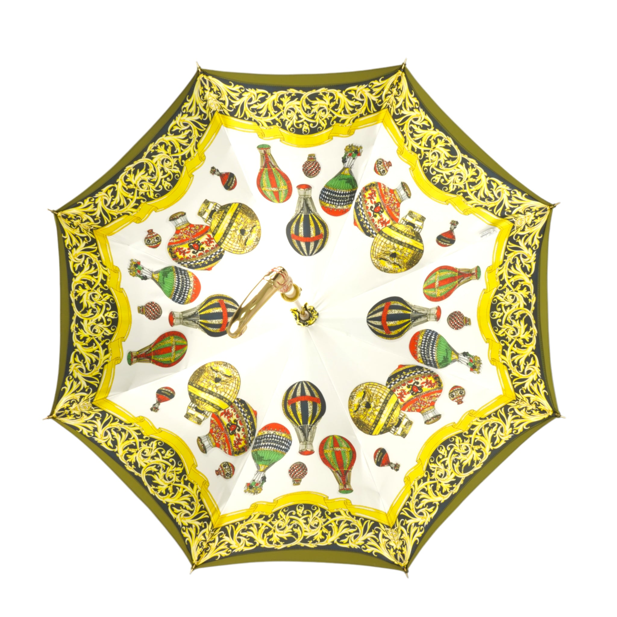 Hot Air Balloon Umbrella – Luxury Satin Canopy, Gold-Plated Handle, Automatic Opening