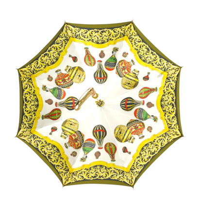 Hot Air Balloon Umbrella – Luxury Satin Canopy, Gold-Plated Handle, Automatic Opening