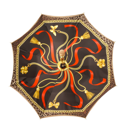 Golden Artisan Umbrella – Handmade Italian Satin Canopy with 24K Gold Handle