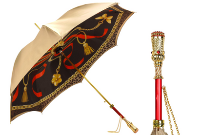 Golden Artisan Umbrella – Handmade Italian Satin Canopy with 24K Gold Handle