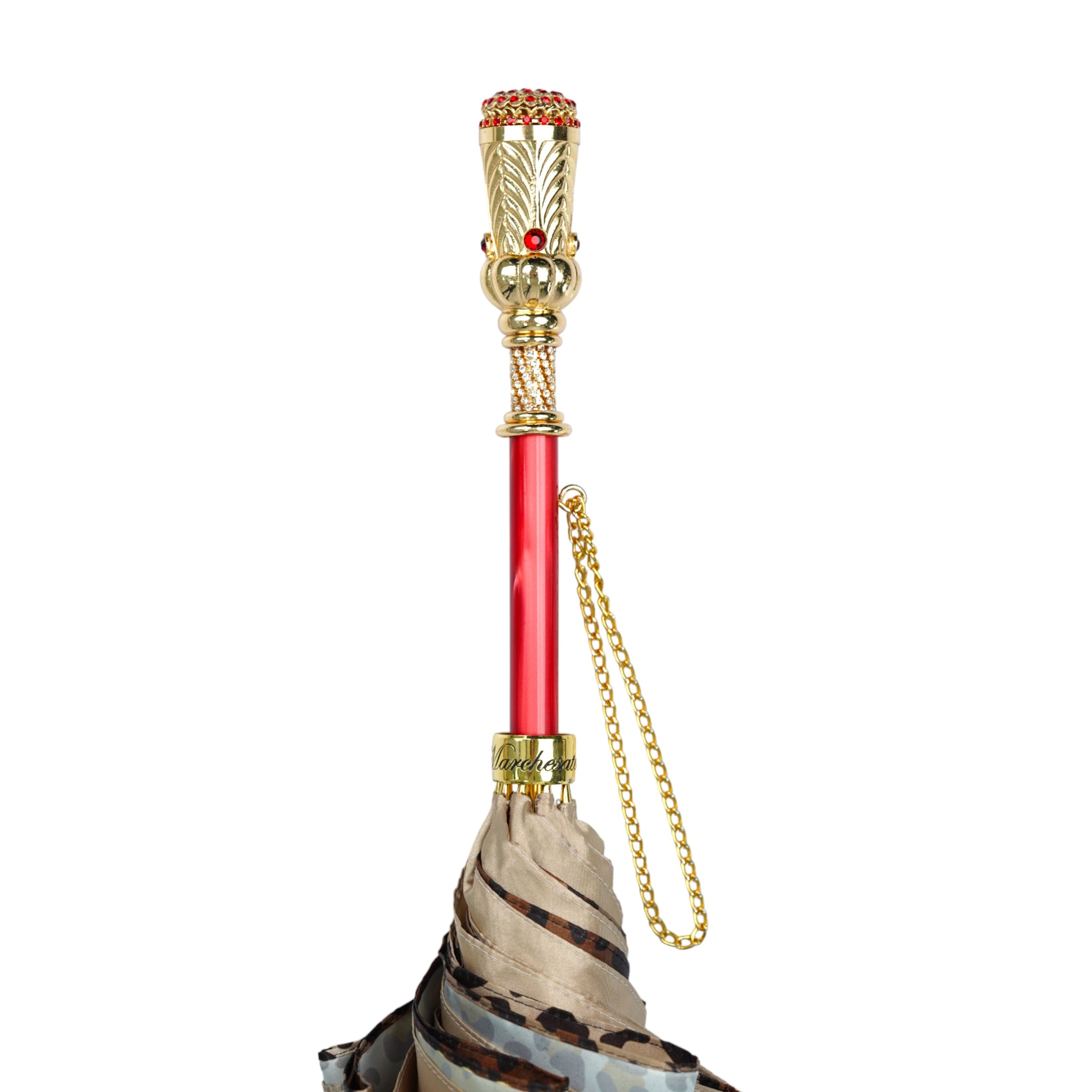 Golden Artisan Umbrella – Handmade Italian Satin Canopy with 24K Gold Handle