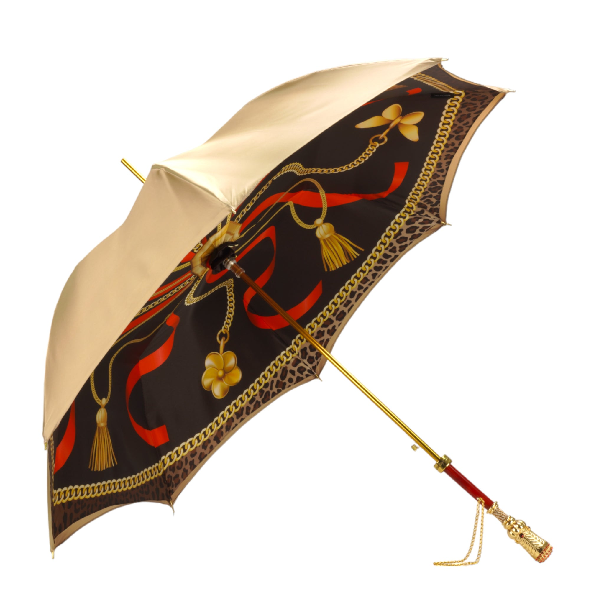 Golden Artisan Umbrella – Handmade Italian Satin Canopy with 24K Gold Handle