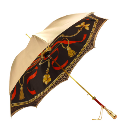 Golden Artisan Umbrella – Handmade Italian Satin Canopy with 24K Gold Handle