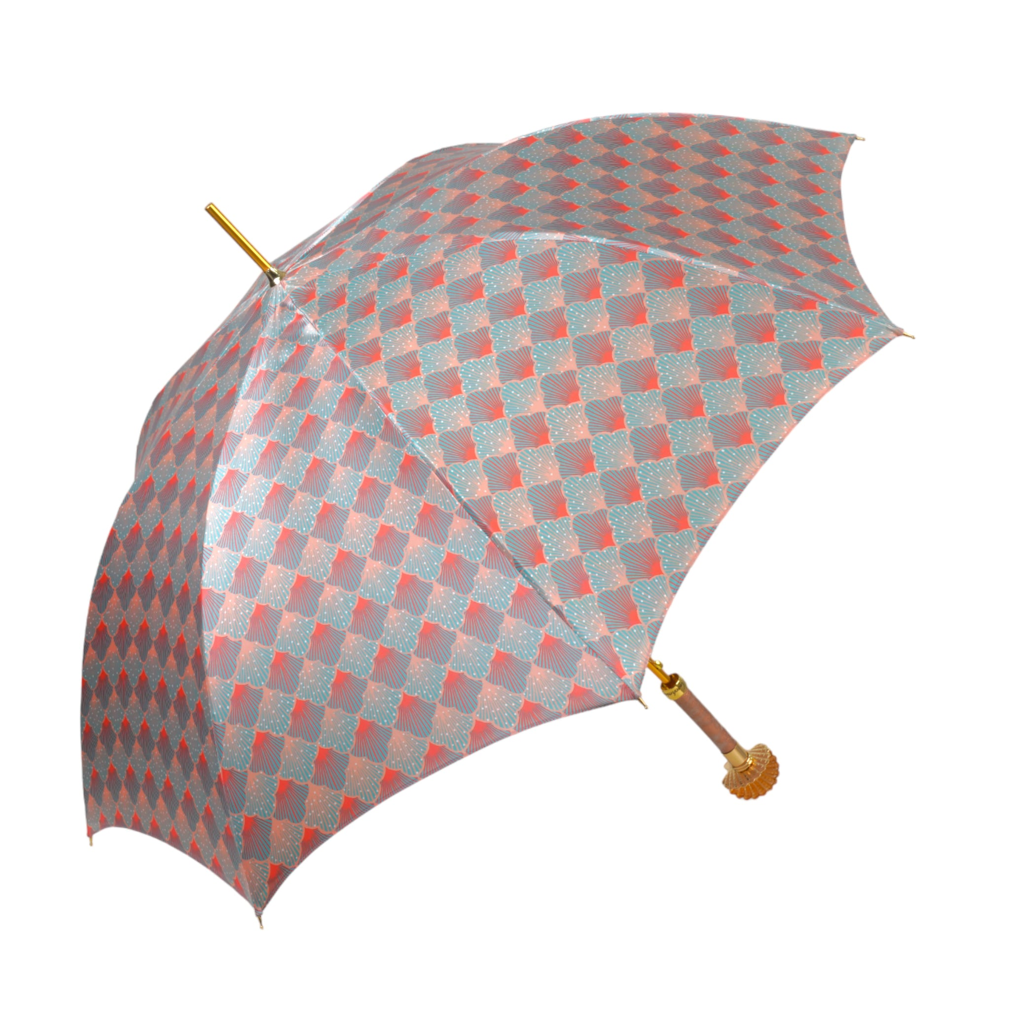 Premium Shell Umbrella – Handmade Italian Satin Canopy with Gold Plated Handle