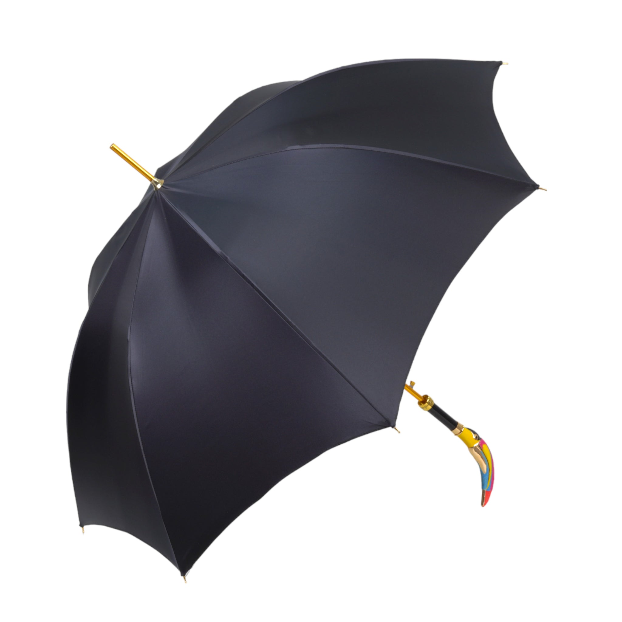 Artisan Italian Umbrella – Handcrafted Luxury Rain Umbrella with 24K Gold-Plated Toucan Handle
