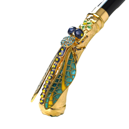 Italian Luxury Umbrella – Premium Satin, Hand-Painted Dragonfly Handle, Automatic Open