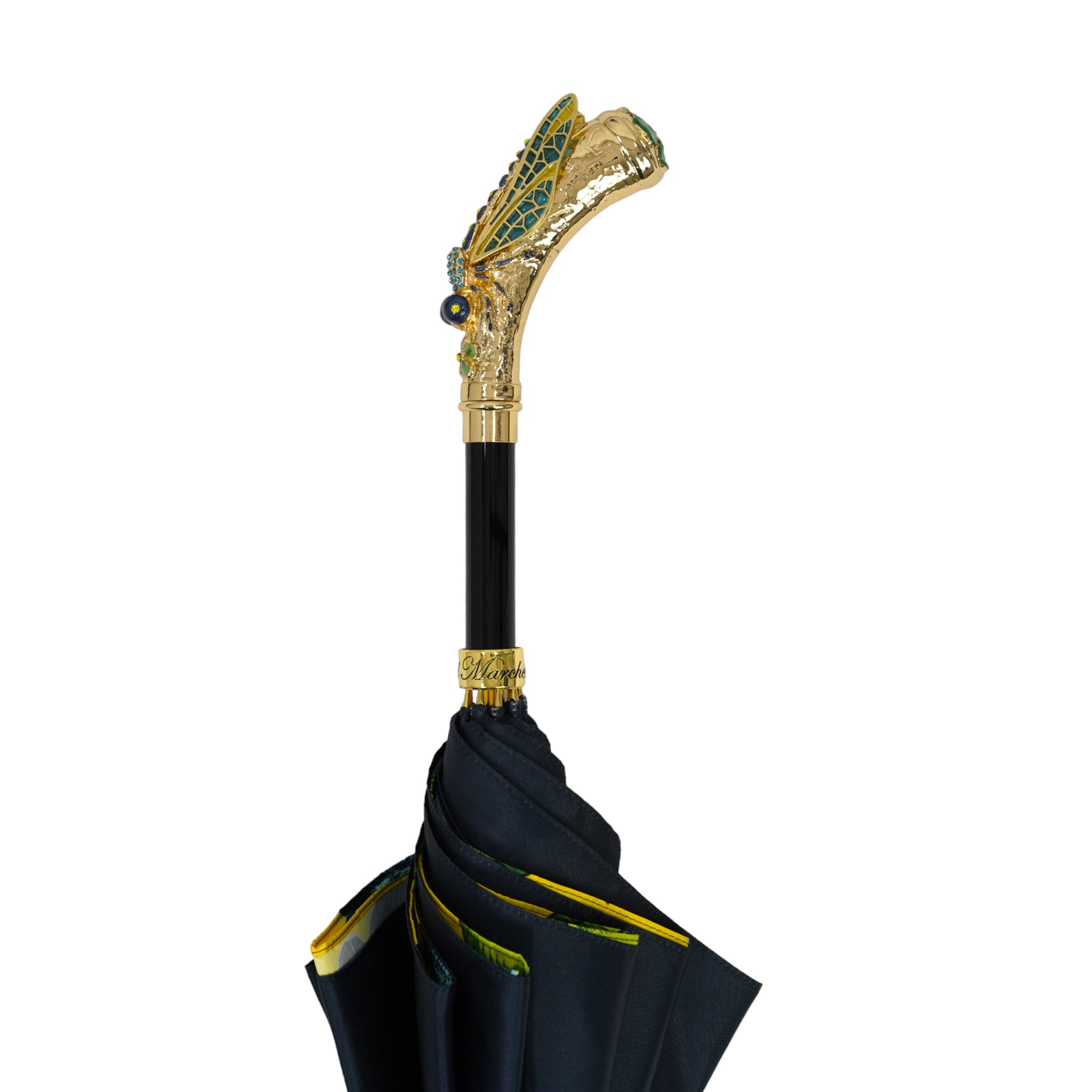 Italian Luxury Umbrella – Premium Satin, Hand-Painted Dragonfly Handle, Automatic Open