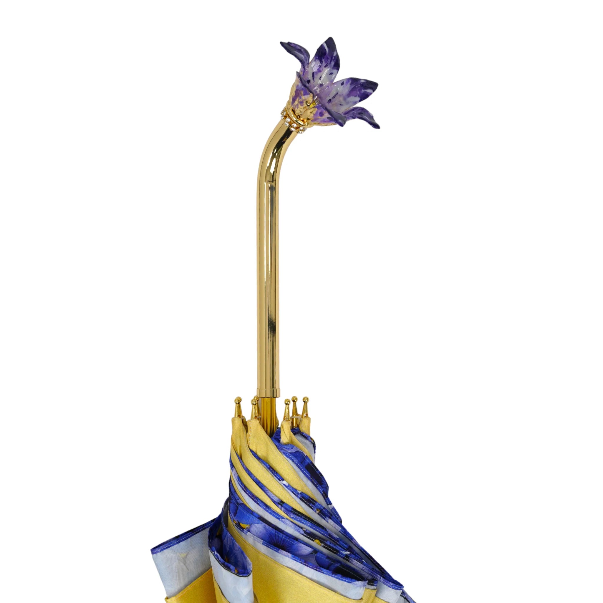 Handcrafted 24K Gold Flower Handle Luxury Women's Umbrella