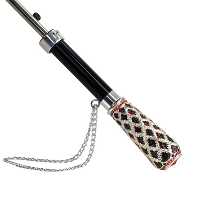 Designer Umbrella – Black Ruffle Edge, Silver-Plated Handle, Automatic Opening