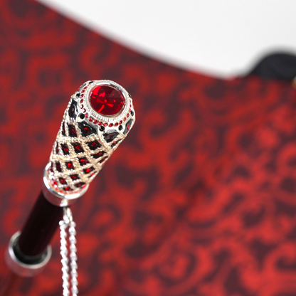 Designer Umbrella – Black Ruffle Edge, Silver-Plated Handle, Automatic Opening