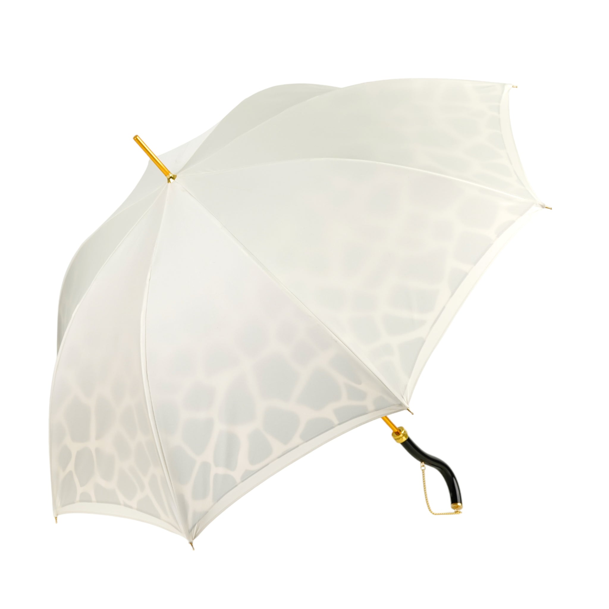 Black Cream Umbrella – Handcrafted Italian Satin Canopy with Stylish Chain Handle
