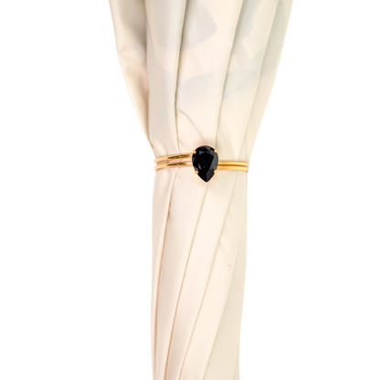 Black Cream Umbrella – Handcrafted Italian Satin Canopy with Stylish Chain Handle