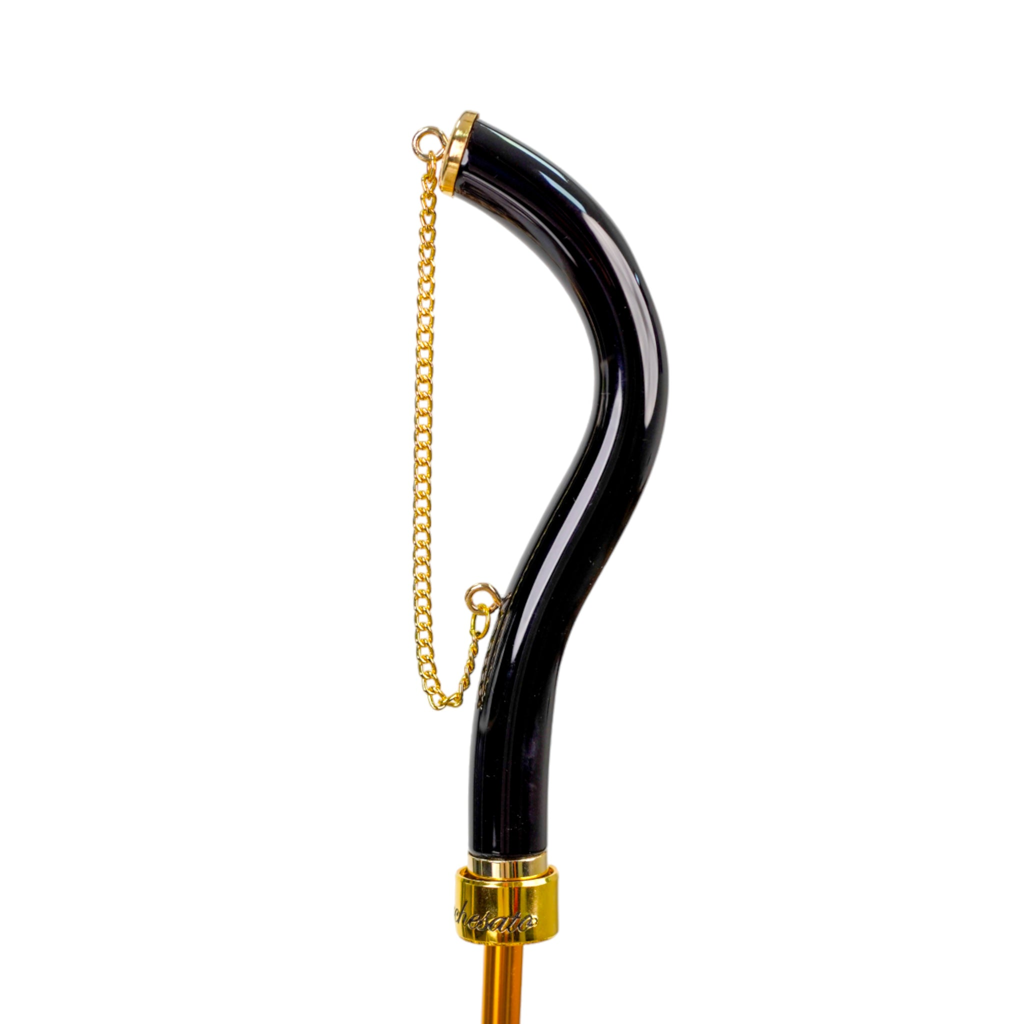 Black Cream Umbrella – Handcrafted Italian Satin Canopy with Stylish Chain Handle