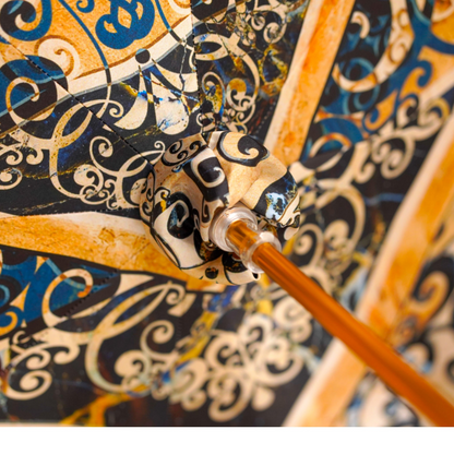 Italian Majolica Umbrella – Handmade Luxury Rain Umbrella with 24K Gold Handle