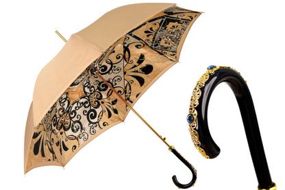 Italian Majolica Umbrella – Handmade Luxury Rain Umbrella with 24K Gold Handle