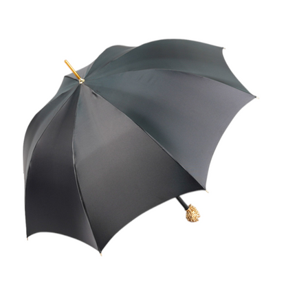 Luxury Satin Umbrella – Hand-Painted Medusa Handle, 24K Gold, Italian Craftsmanship