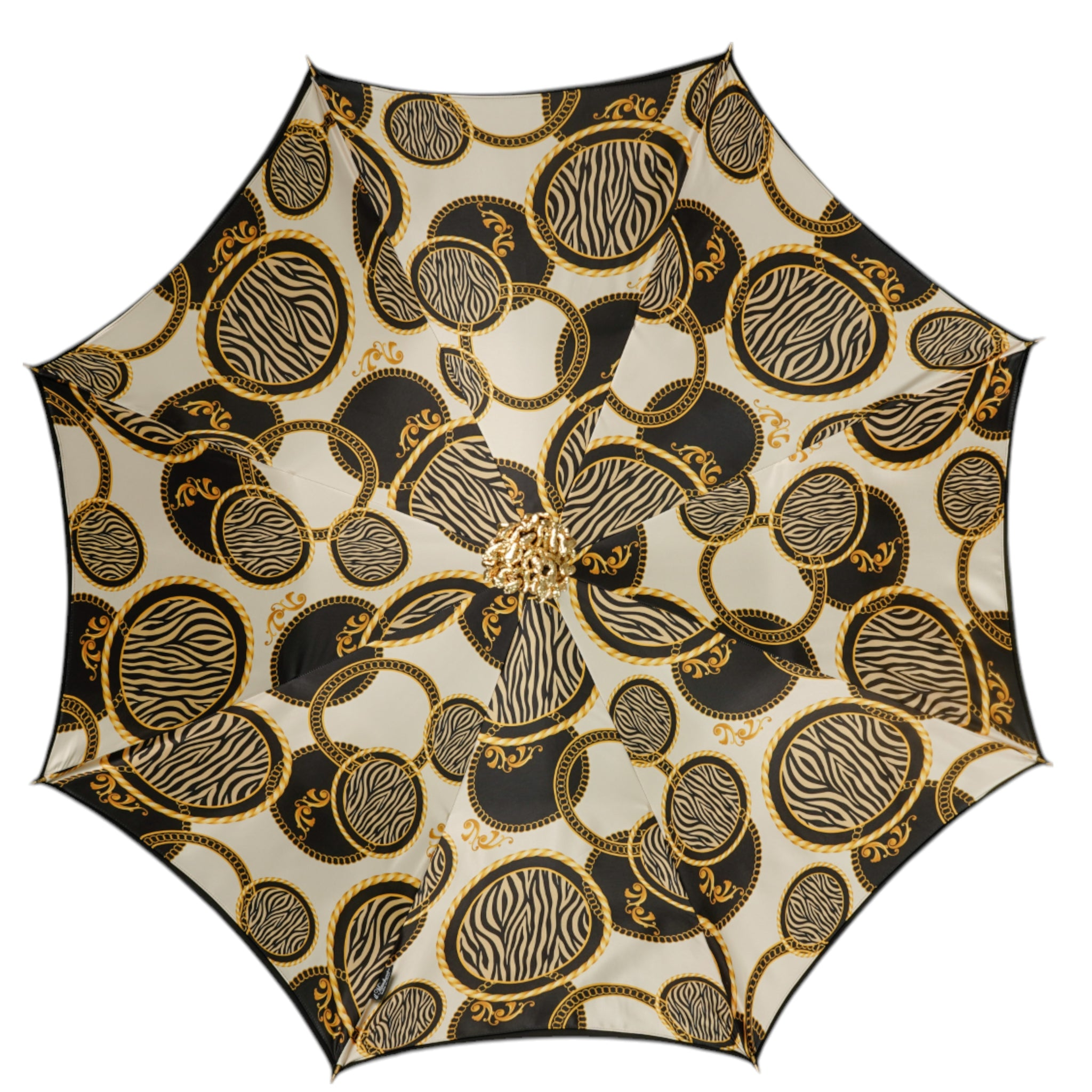 Luxury Satin Umbrella – Hand-Painted Medusa Handle, 24K Gold, Italian Craftsmanship