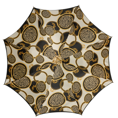 Luxury Satin Umbrella – Hand-Painted Medusa Handle, 24K Gold, Italian Craftsmanship