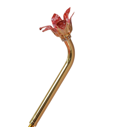 Luxury Floral Umbrella – Hand-Painted 24K Gold Handle | Italian Handmade, Satin Canopy