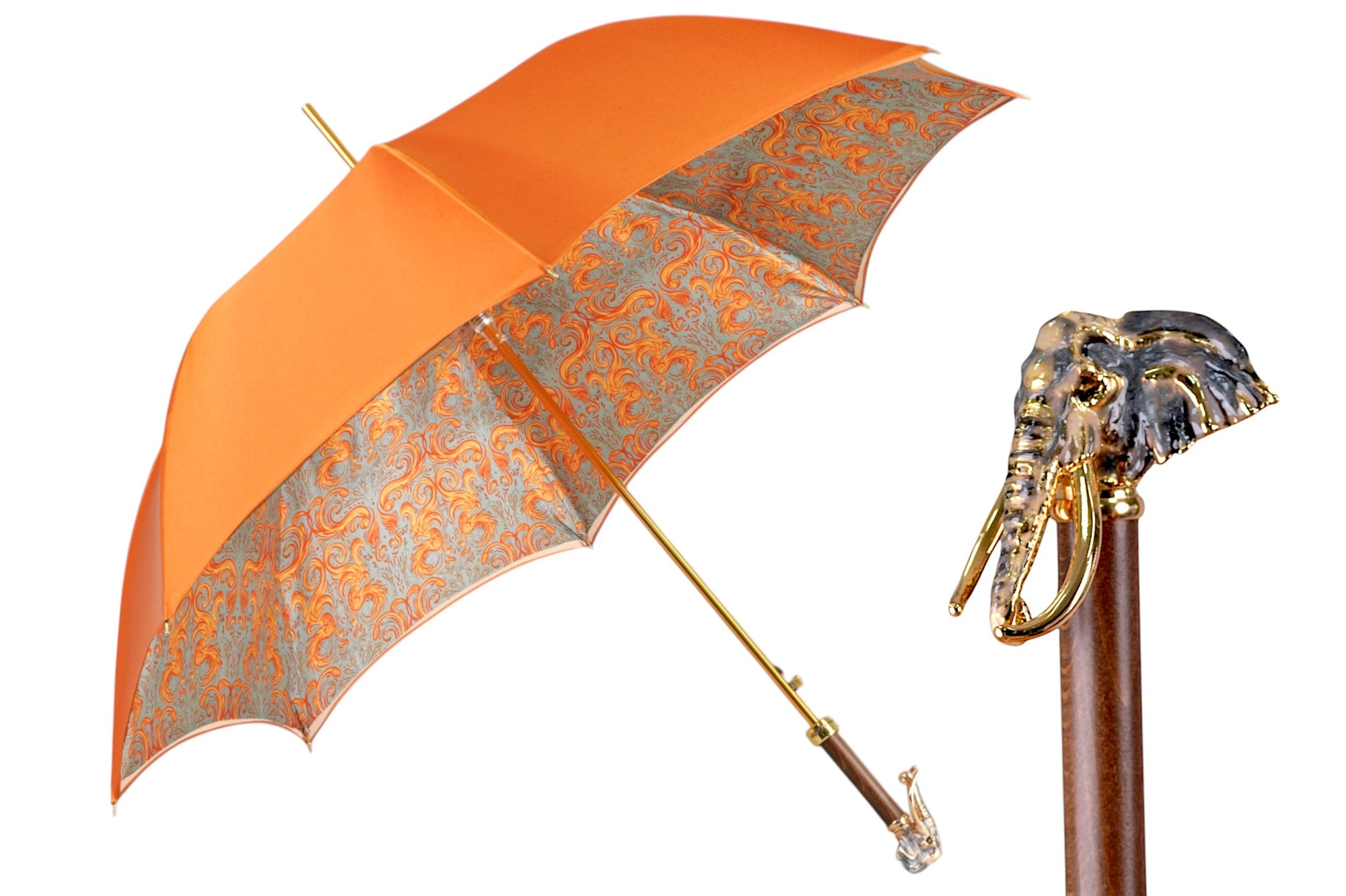 Golden Elephant Umbrella – Luxury Rain Protection With 24K Gold Handle & Satin Canopy