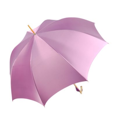 Luxury Pink Umbrella – Hand-Painted Floral Handle | Satin Canopy, Wind Resistant