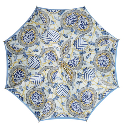 Light Blue Umbrella – Handmade Gold Handle | Satin Canopy, Carbon Fiber Frame