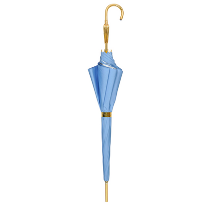 Light Blue Umbrella – Handmade Gold Handle | Satin Canopy, Carbon Fiber Frame