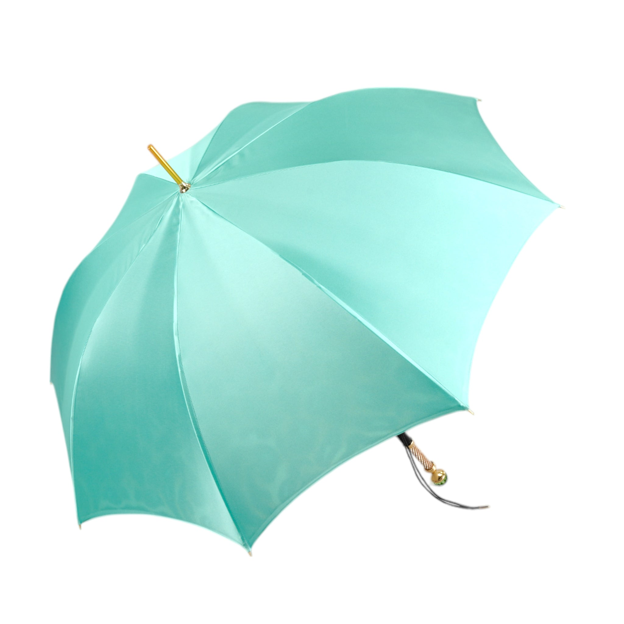 Luxury Leopard Umbrella - Automatic Open, 24K Gold Handle & Green Crystal