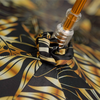 Golden Bamboo Umbrella – Handmade Italian Luxury Satin Rain Accessory with 24K Gold Handle