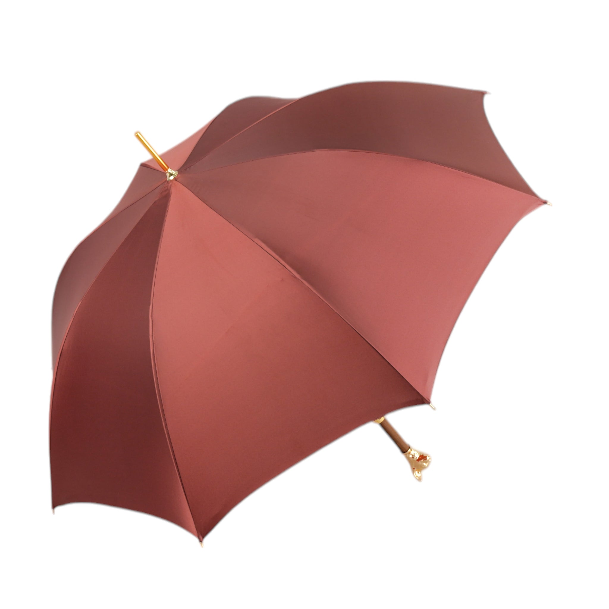 Red Luxury Umbrella – Gold Chihuahua Handle, Satin Finish, Automatic Opening
