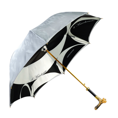 Luxury Lion-Handle Umbrella – Limited Edition 24K Gold Satin Canopy Rain Gear