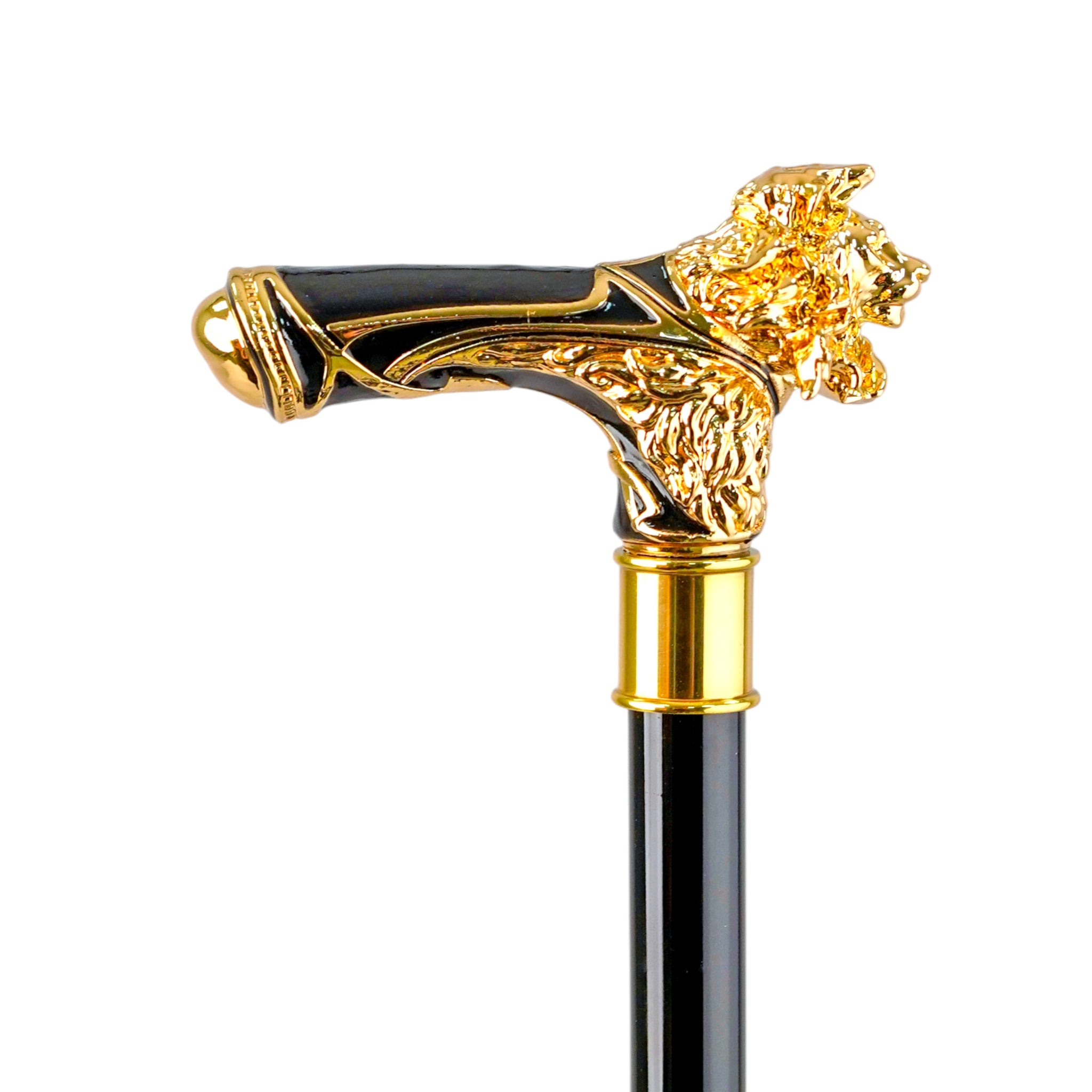 Luxury Lion-Handle Umbrella – Limited Edition 24K Gold Satin Canopy Rain Gear