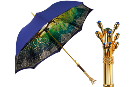 Tree Of Life Umbrella – Handmade Italian Luxury Rain Protection With Gold-Plated Handle