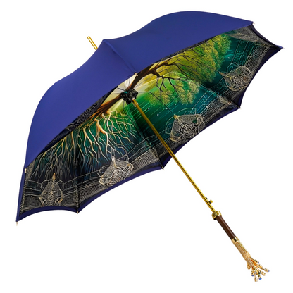 Tree Of Life Umbrella – Handmade Italian Luxury Rain Protection With Gold-Plated Handle