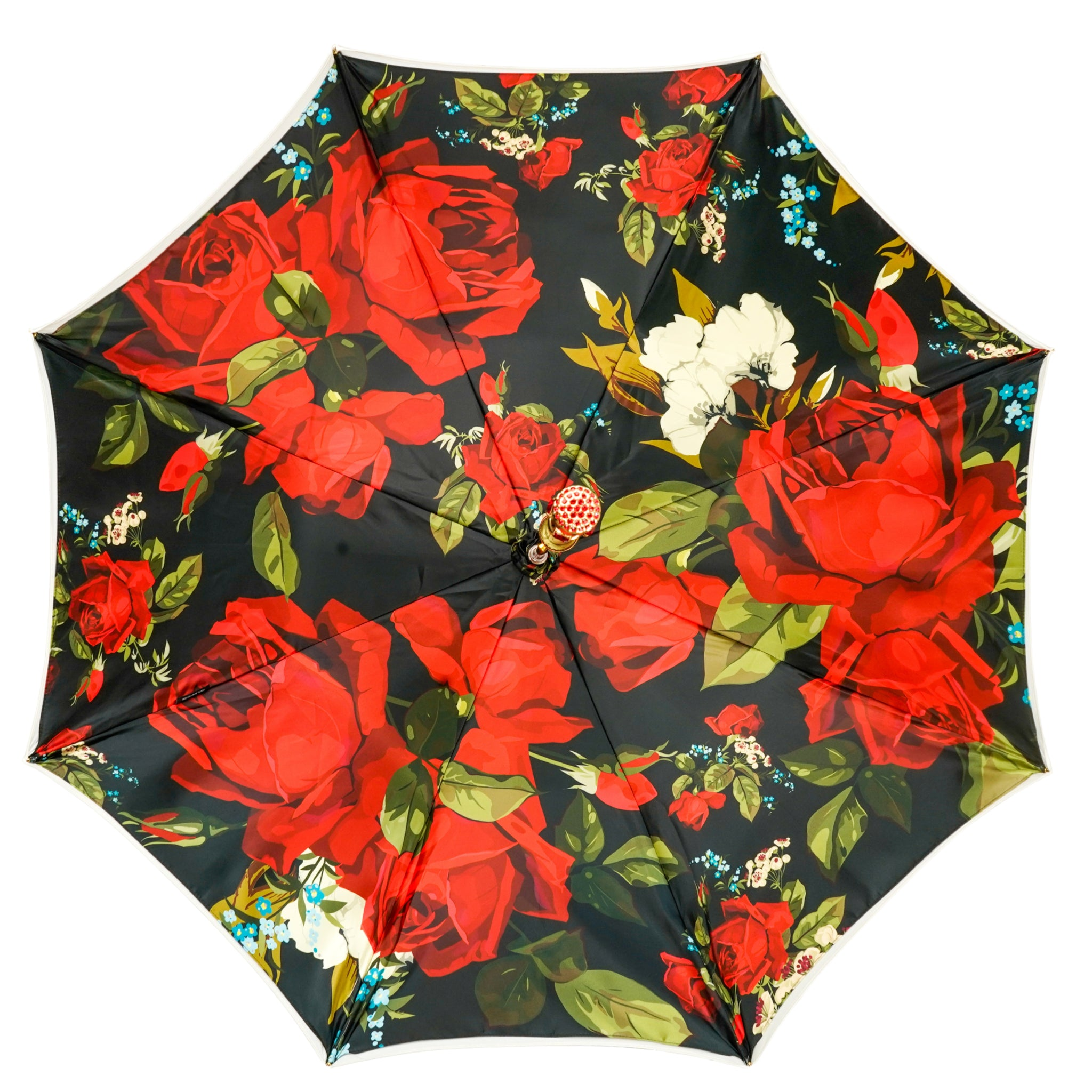 Royal Rose Umbrella – Luxury Rain Umbrella with Handmade Gold Handle & Carbon Fiber Frame