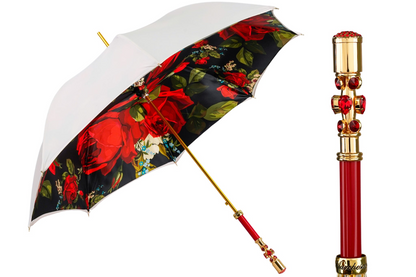 Royal Rose Umbrella – Luxury Rain Umbrella with Handmade Gold Handle & Carbon Fiber Frame