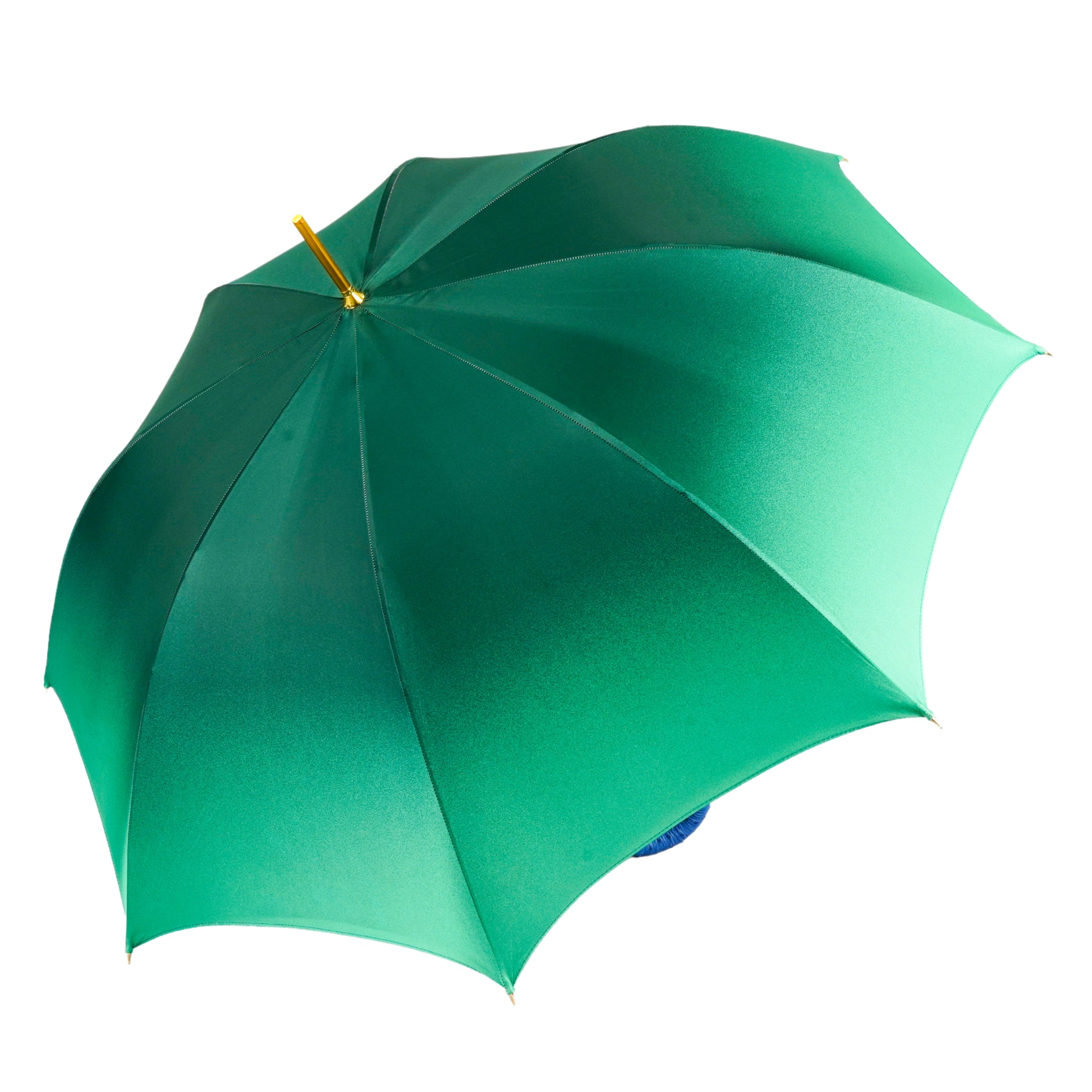 Peacock Inspired Umbrella – Luxury Rain Umbrella with Blue Ostrich Leather Handle