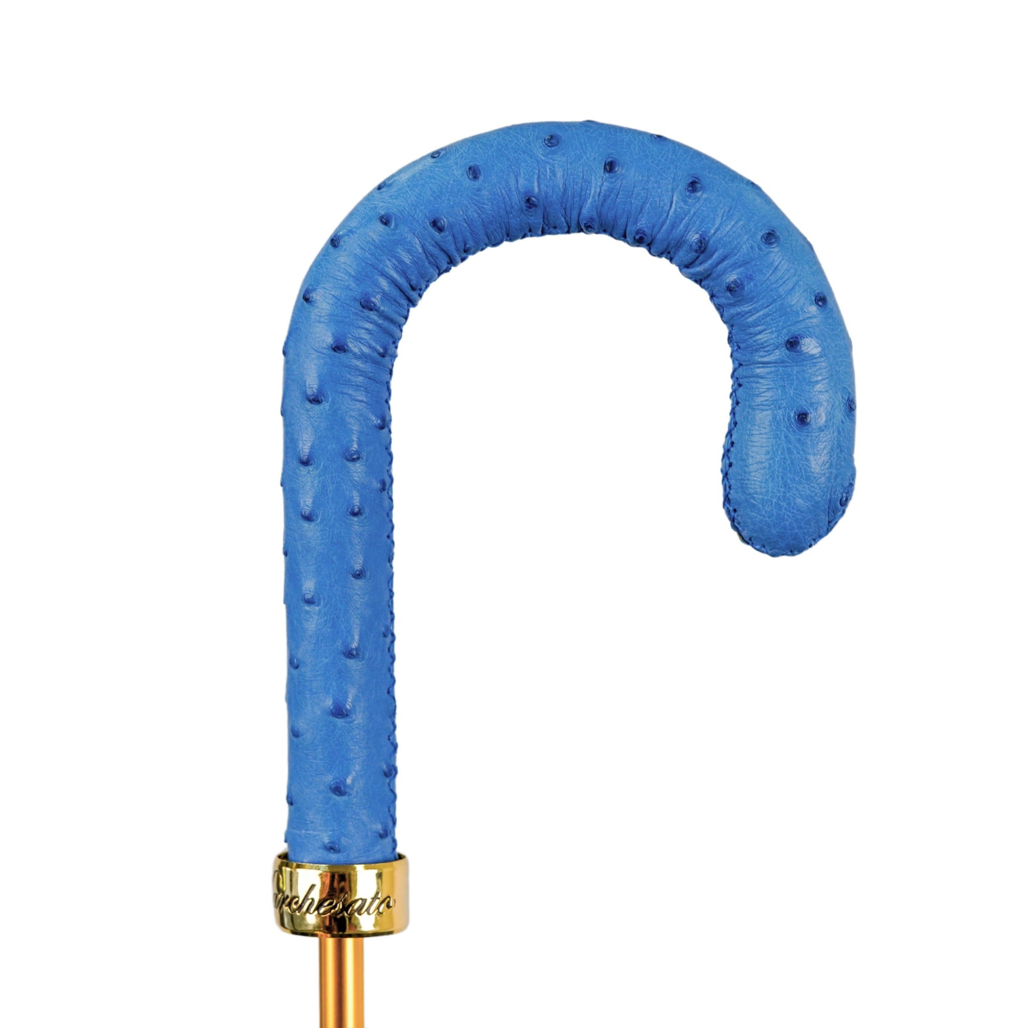 Peacock Inspired Umbrella – Luxury Rain Umbrella with Blue Ostrich Leather Handle