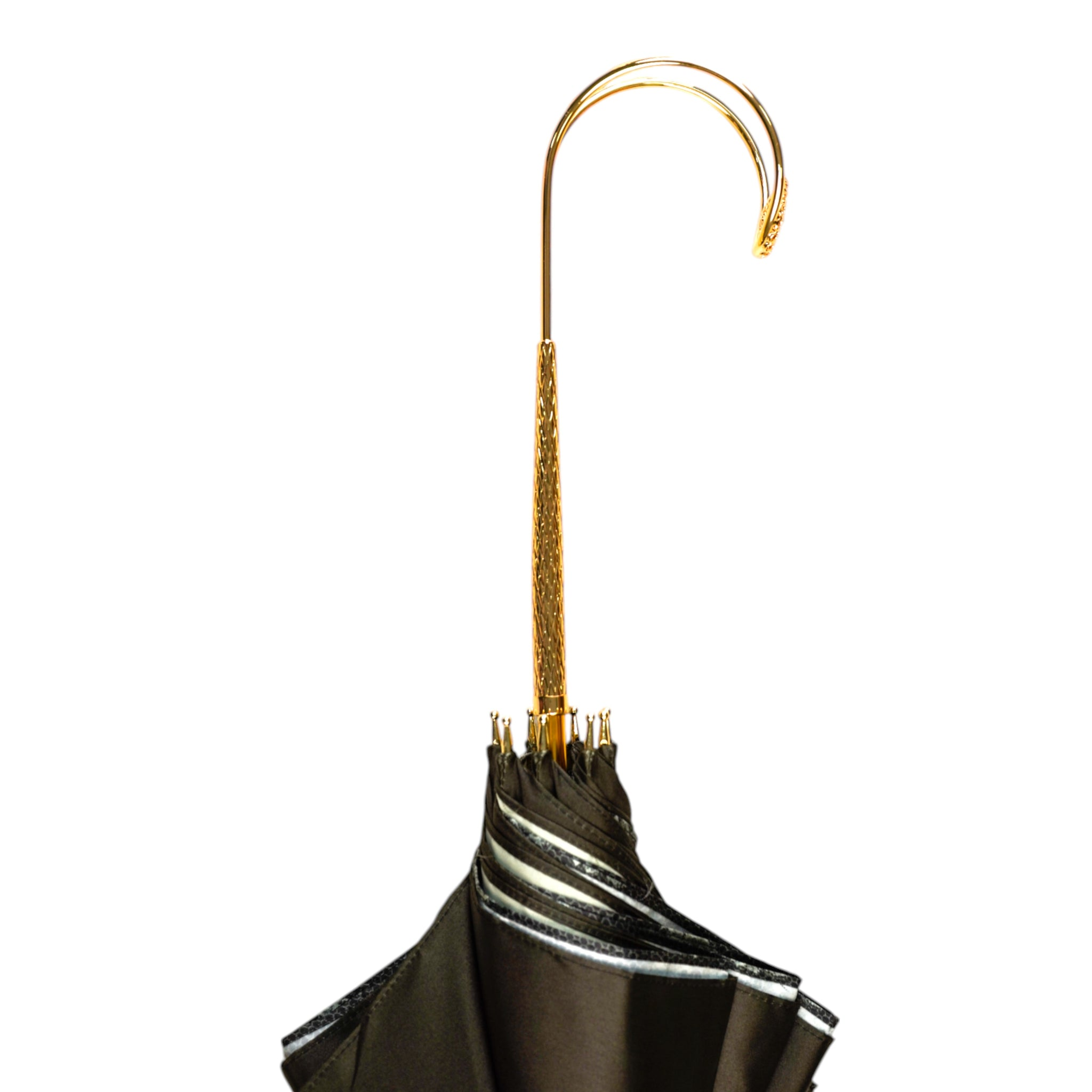 Baroque Design Umbrella – Luxury Rain Umbrella With Satin Canopy & Gold-Plated Handle