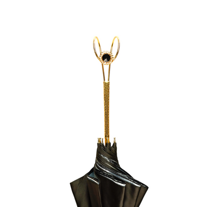 Baroque Design Umbrella – Luxury Rain Umbrella With Satin Canopy & Gold-Plated Handle